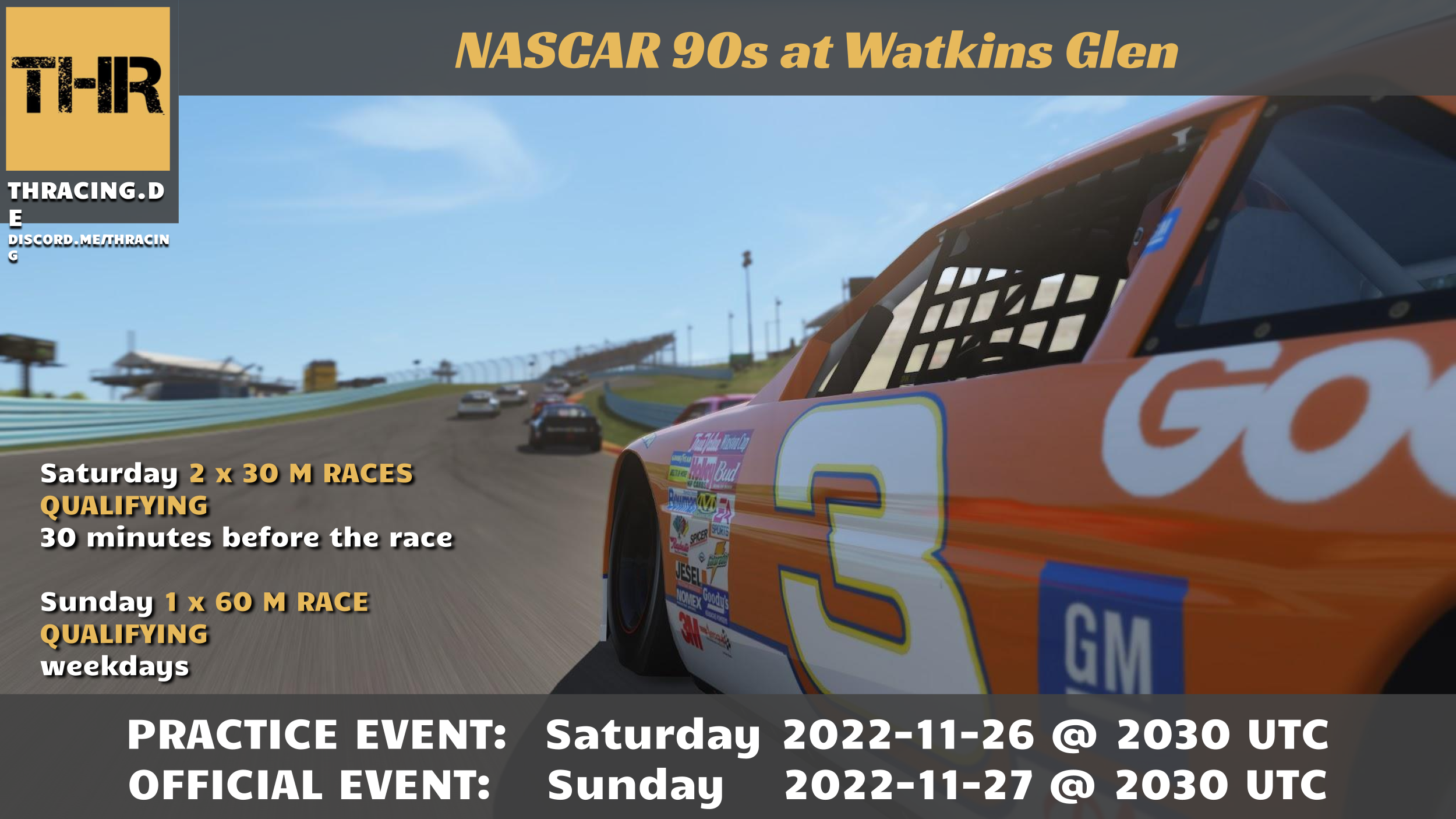 NASCAR 90s at Watkins Glen - Fun Event Raceposter