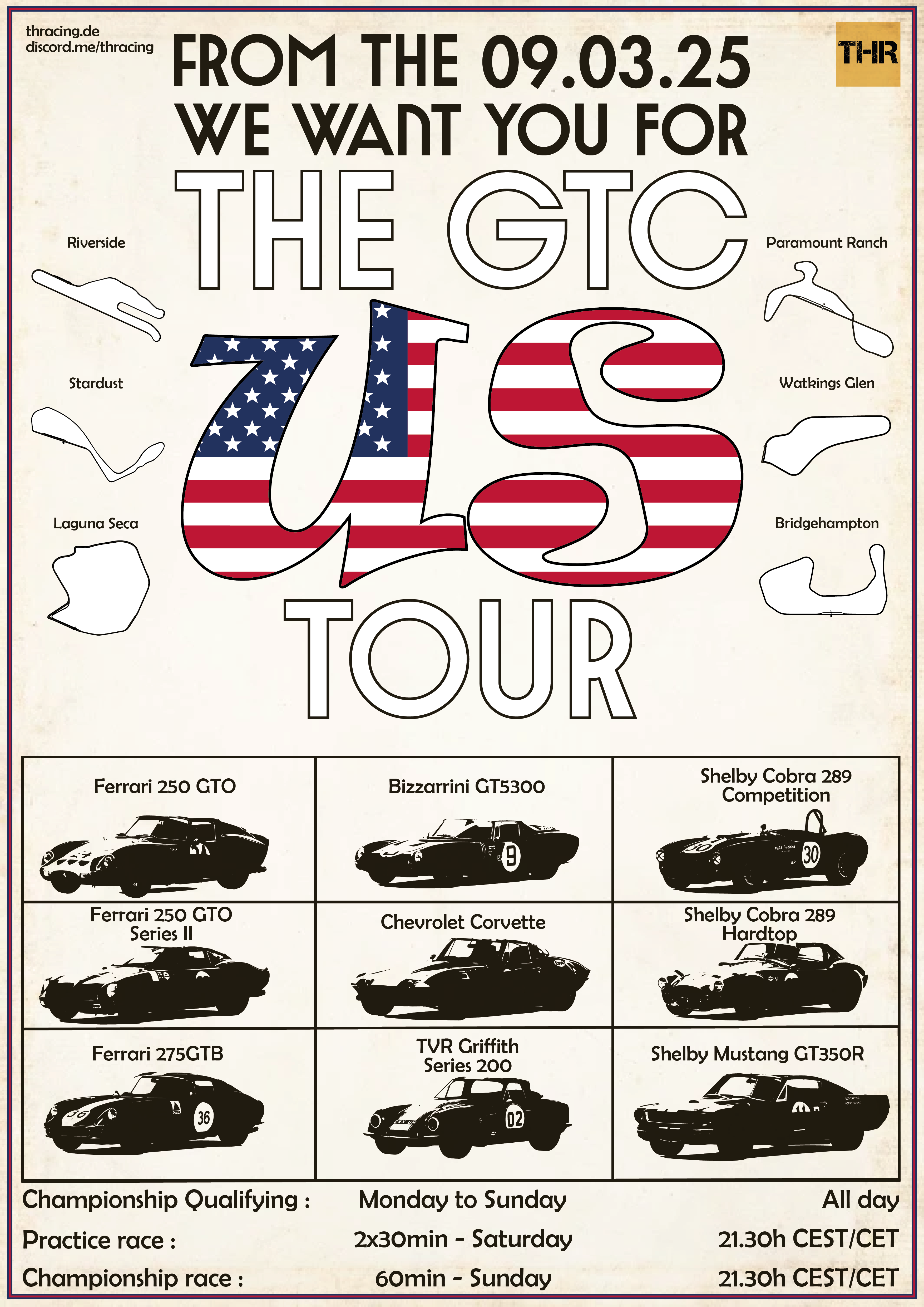 US GTC Tour at Willow Springs - Fun Event Raceposter